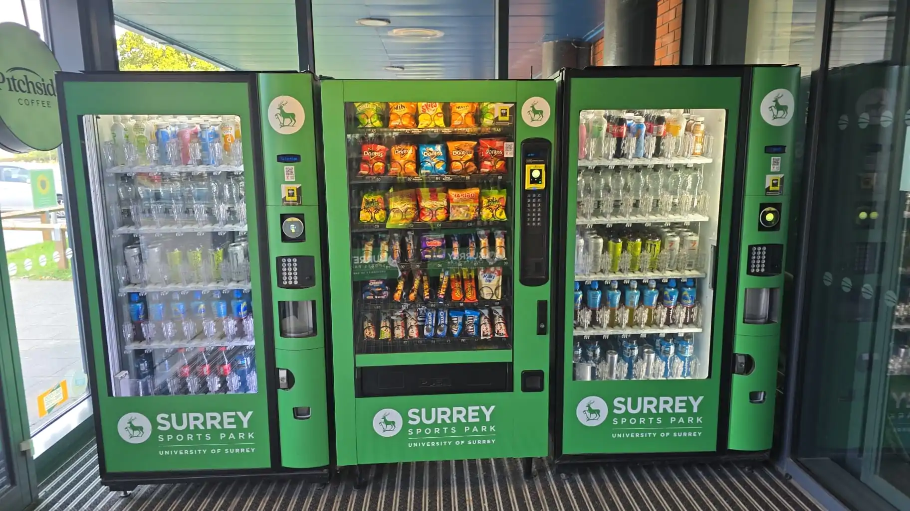 Snack & cold drink vending machines installed in a business